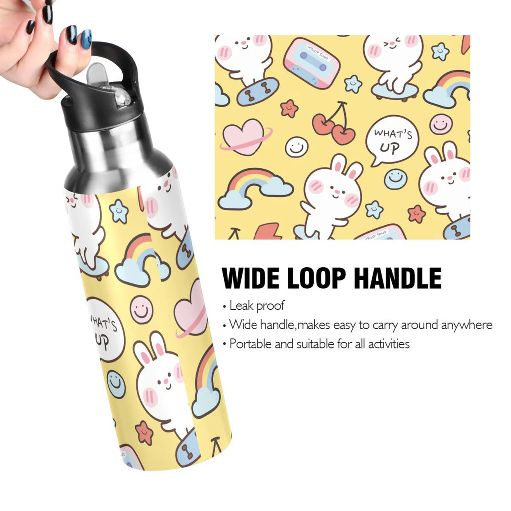 Stainless Steel Insulated Vacuum Flask Water Bottle with Straw Lid Y221536