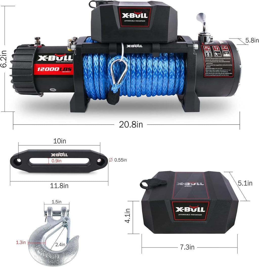Blue 12000 lb Electric Winch Kit with Wireless Remote B78418