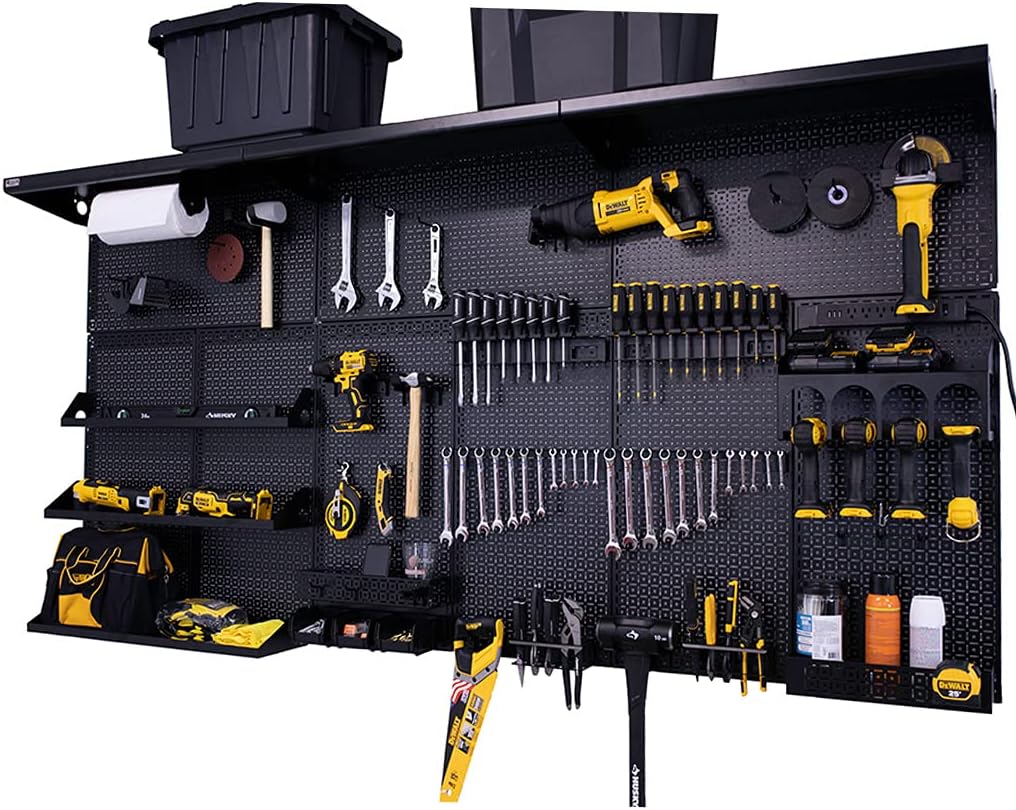 Red Metal Pegboard Wall Organization System Y90135