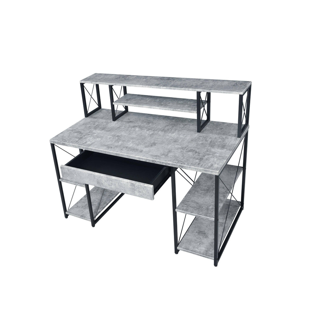 Faux Concrete Black Desk U83964
