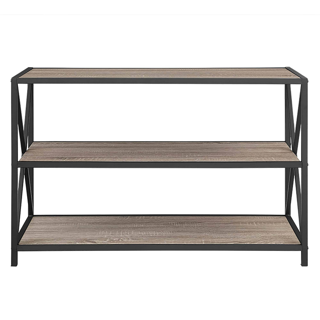 Rustic Oak / Black Metal X-Frame Bookshelf E84741