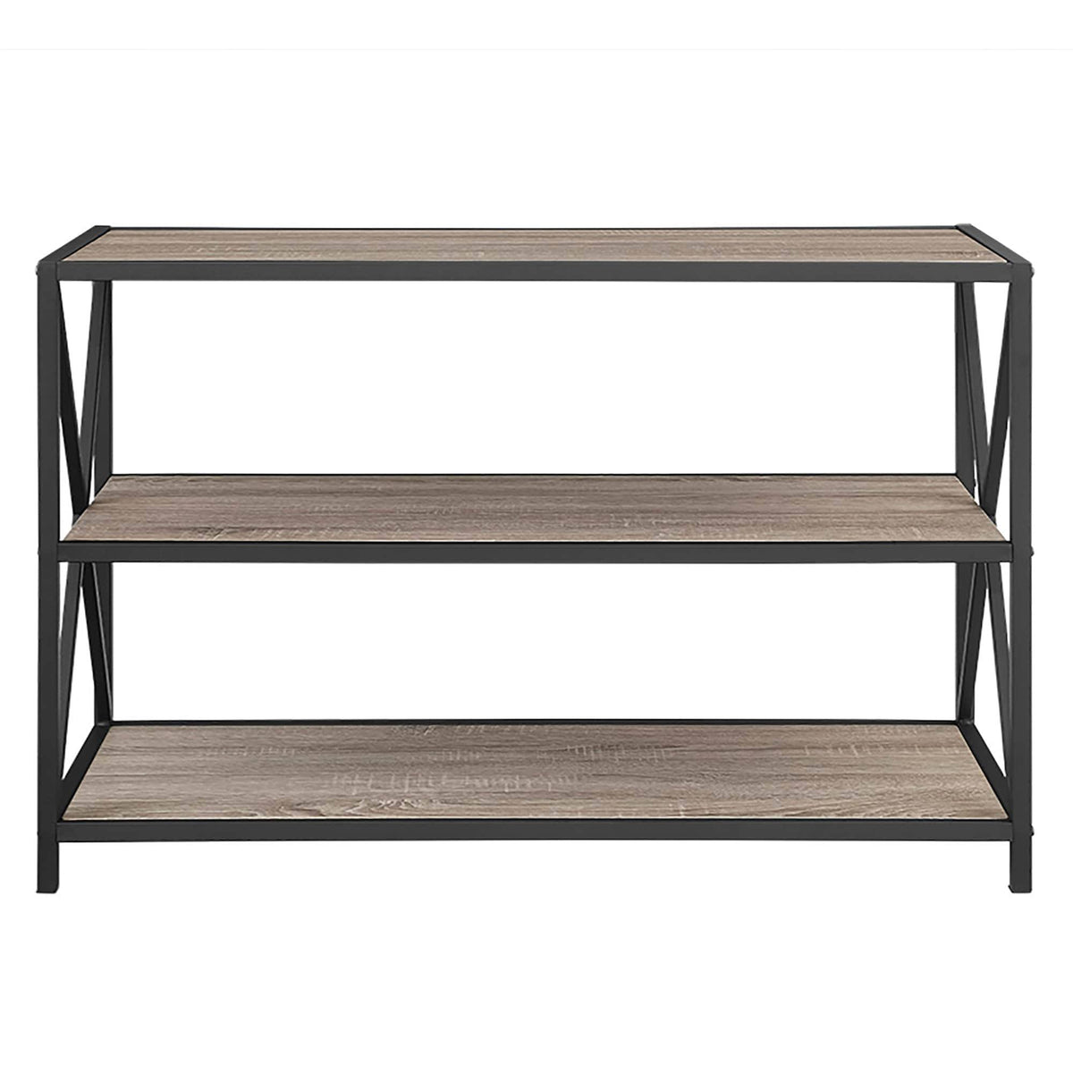 Rustic Oak / Black Metal X-Frame Bookshelf E84741
