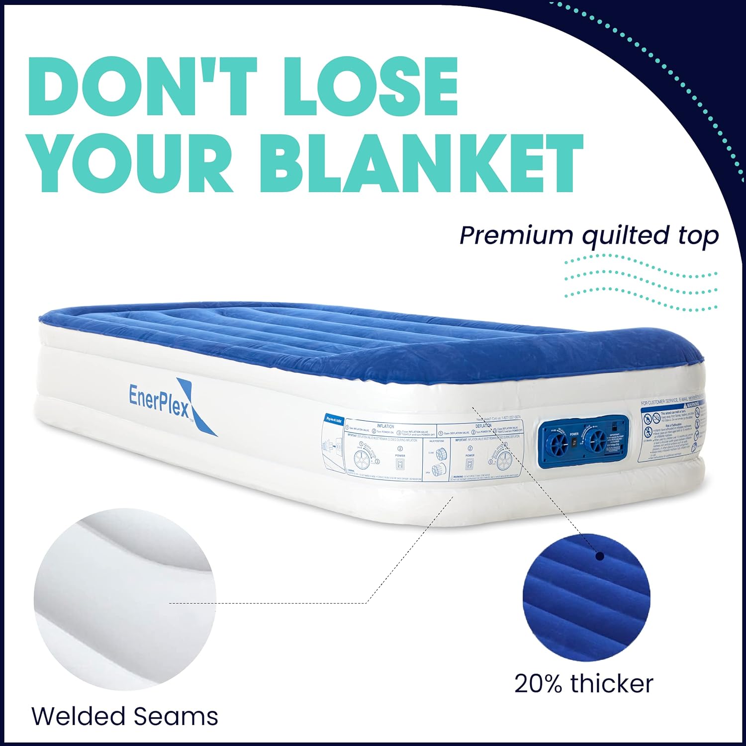 Luxury 13 Inflatable Twin Air Mattress with Built-in Dual Pump A556173