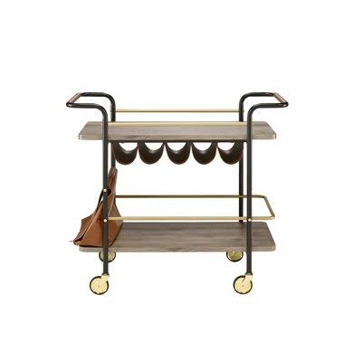 Serving Cart, Natural, Gold & Black Finish Q732