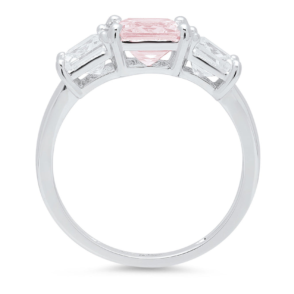 Pink Simulated Diamond 3 Stone Ring N346128