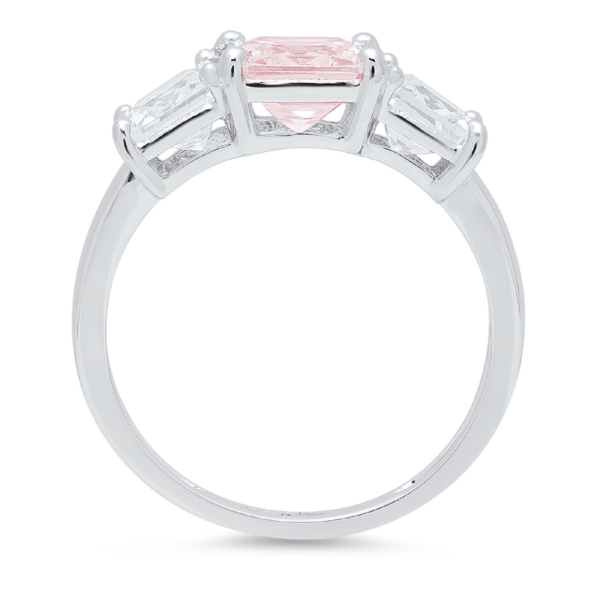 Pink Simulated Diamond 3 Stone Ring N346128