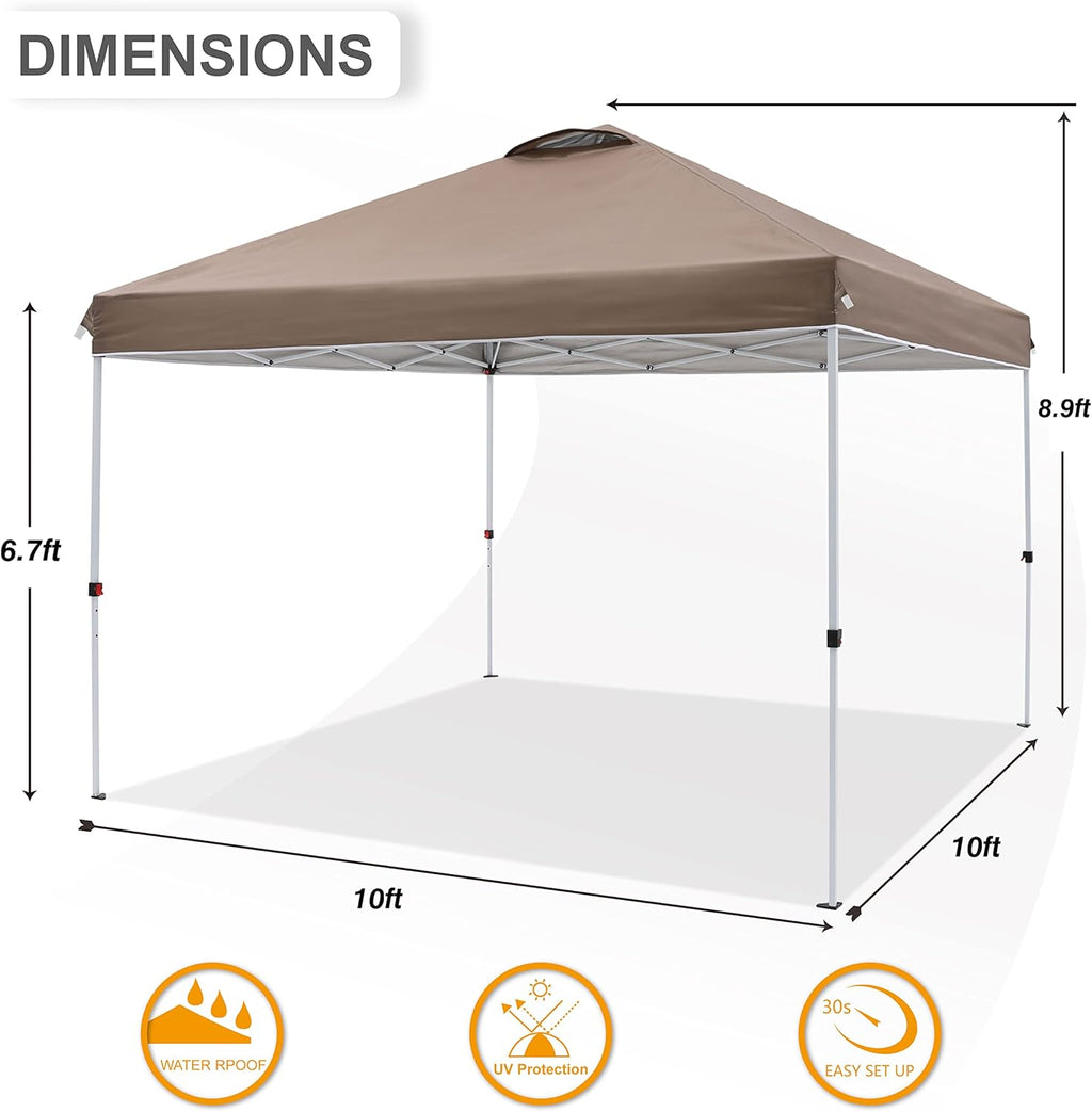 10X10FT Pop Up Canopy Tent with Wheeled Bag J817