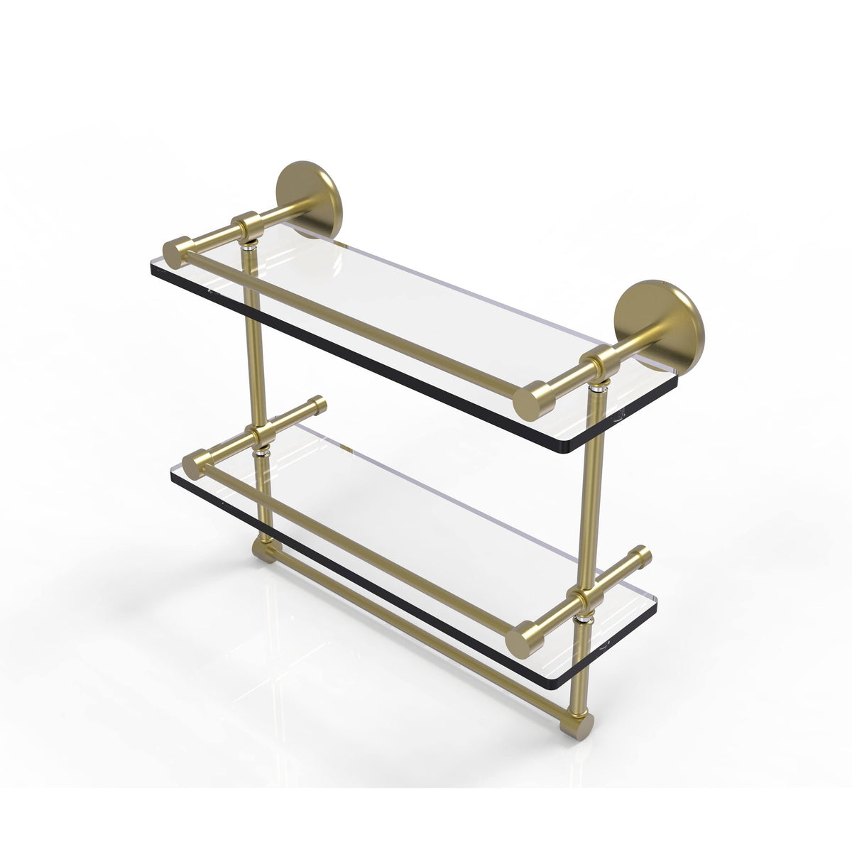 Polished Chrome Double Glass Shelf with Towel Bar P705
