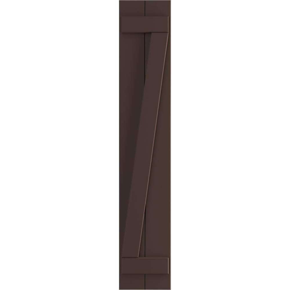 10 3/4x22W x 46x22H PVC Board-n-Batten Shutters with Z-Bar, Raisin Brown F585609
