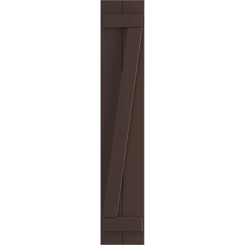 10 3/4x22W x 46x22H PVC Board-n-Batten Shutters with Z-Bar, Raisin Brown F585609