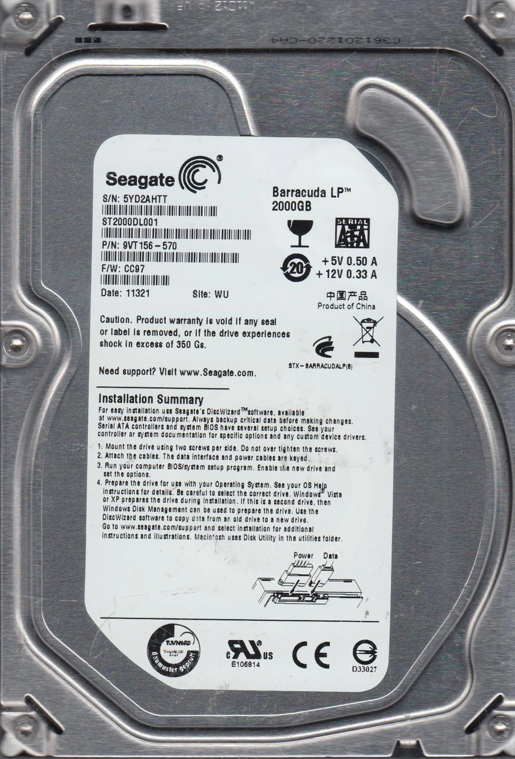 2TB SATA 3.5 Hard Drive N44671