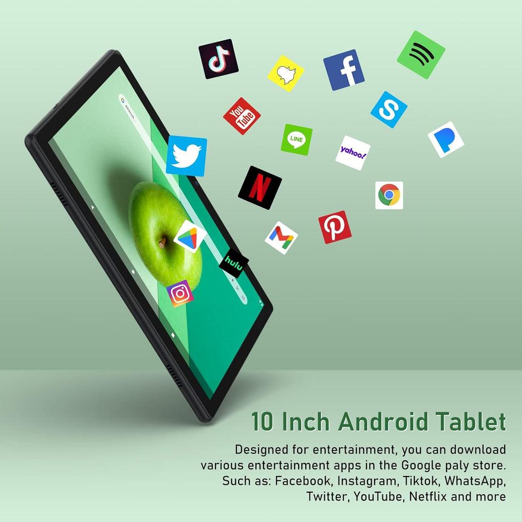 Black Android Tablet 10.1" 32GB Storage WiFi Bluetooth 4.2 C95002