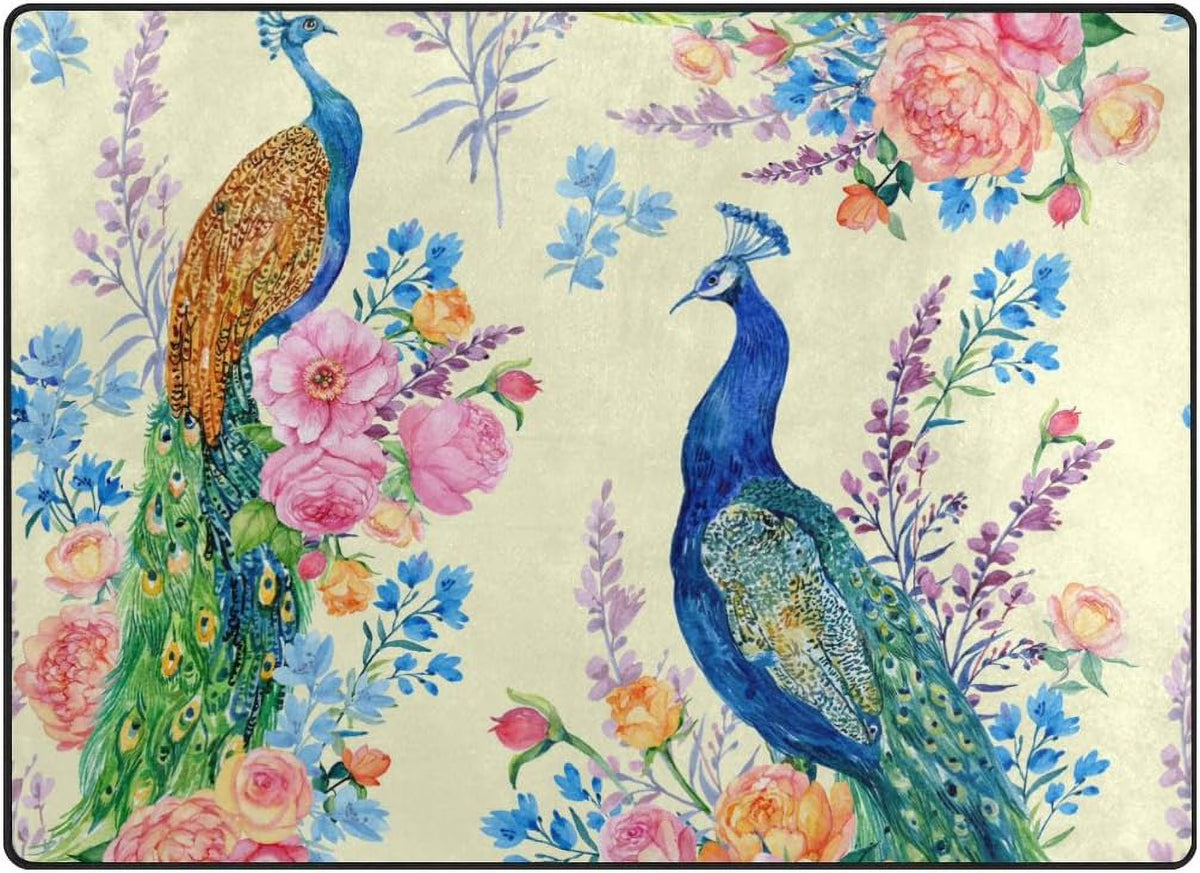 Floral Peacock Lightweight Carpet Mats Area Rug Y657867