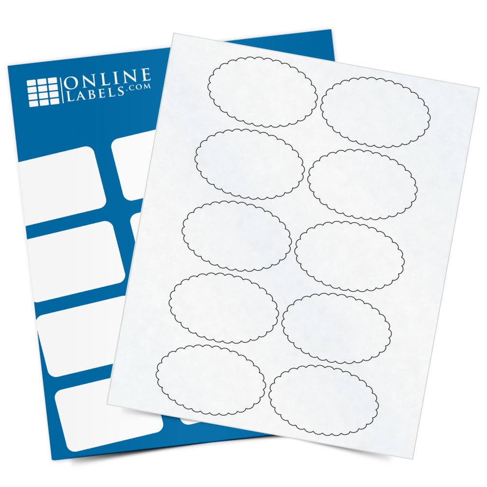 Clear Matte Inkjet Scalloped Oval Labels, 100 Sheets Q5671