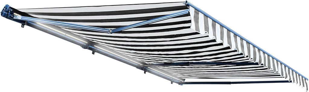Motorized Retractable Patio Awning, 16x10 Feet, Polyester Canopy, Blue V9493