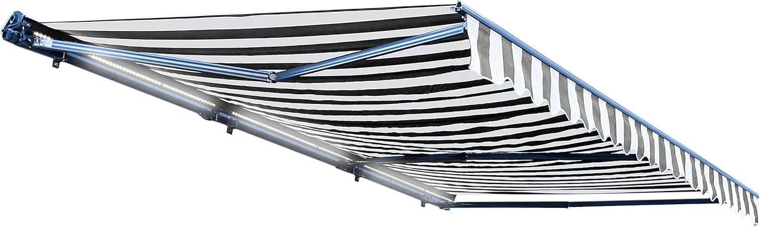 Motorized Retractable Patio Awning, 16x10 Feet, Polyester Canopy, Blue V9493