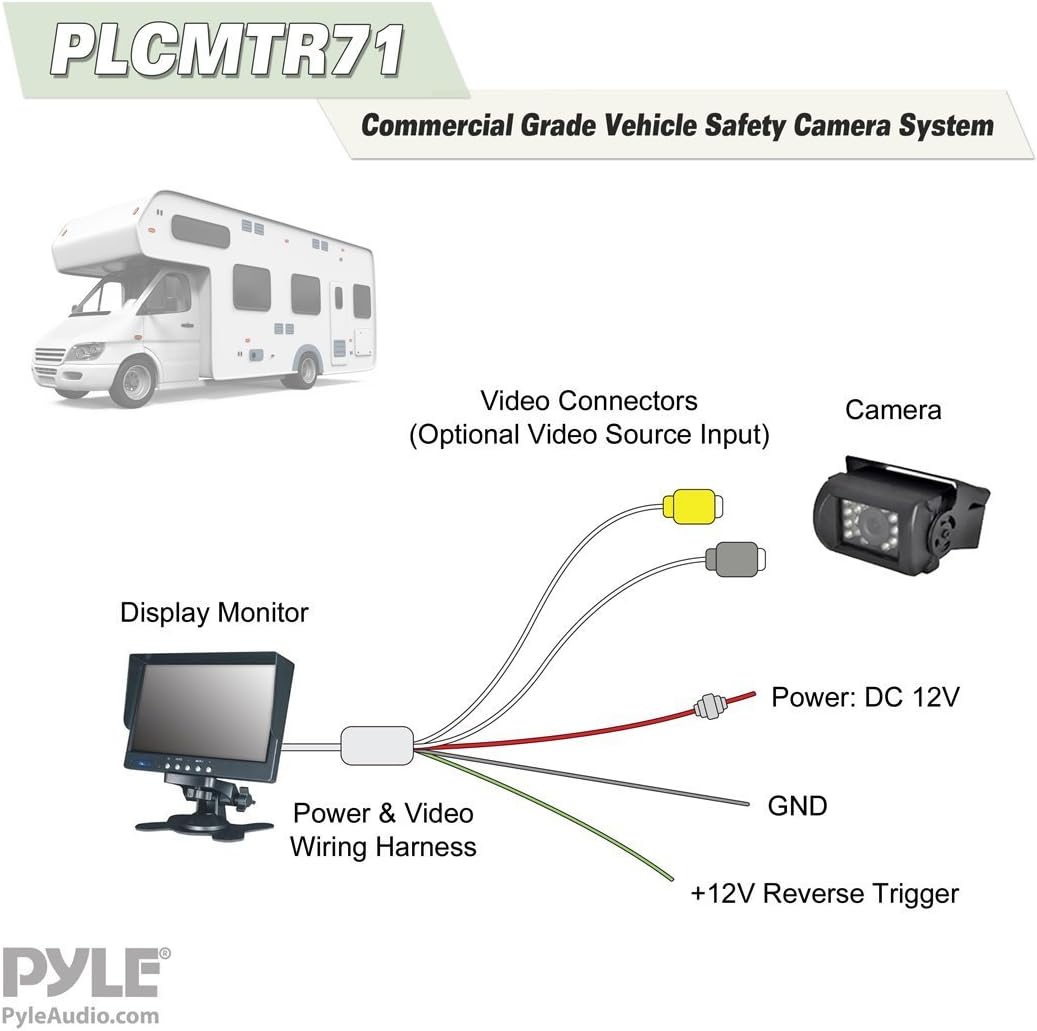 7" Monitor Dual DC 12-24V Backup Camera System N960