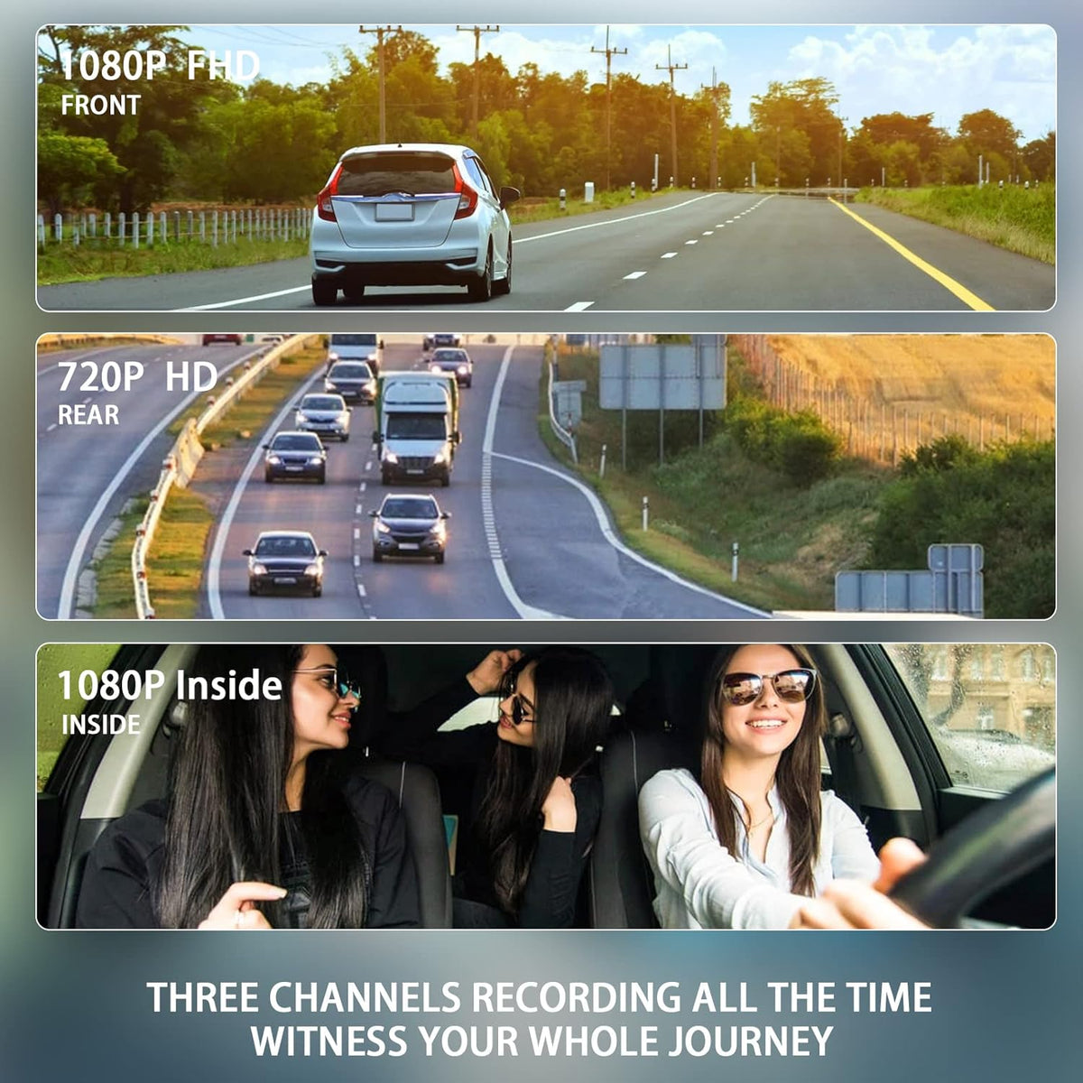 3 Channel Dash Cam with SD Card K93745