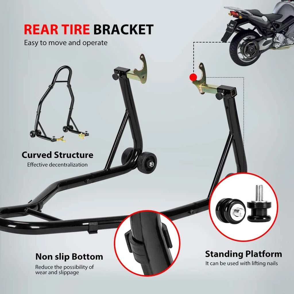 Heavy Duty Motorcycle Rear Wheel Lift Sport Bike Swingarm Spool Paddock Stand Combo A40765