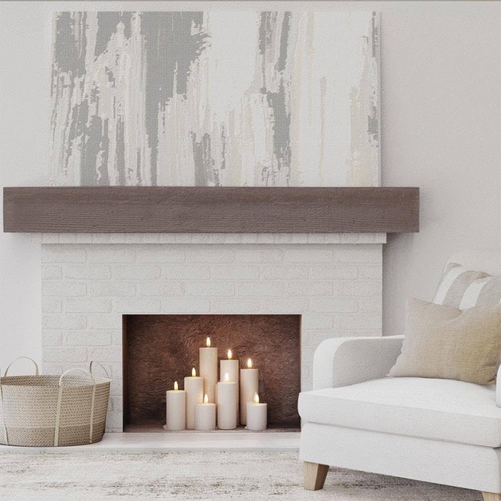 Rough Sawn Faux Wood Fireplace Mantel, Aged Pecan S369