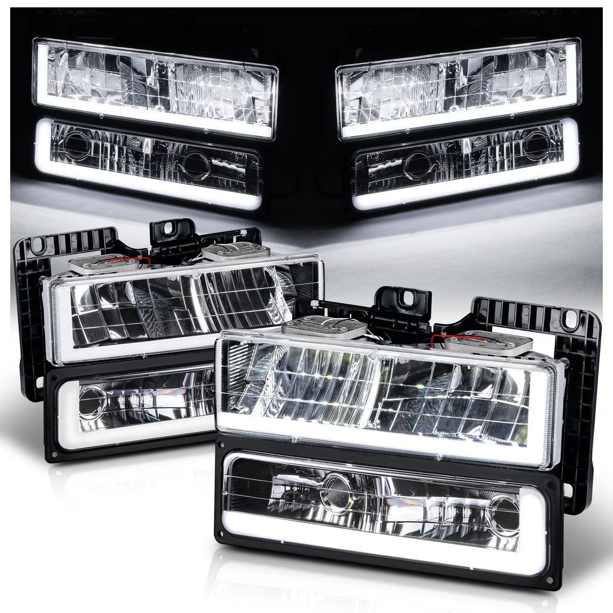 Switchback LED Tube DRL Headlights Assembly H97412