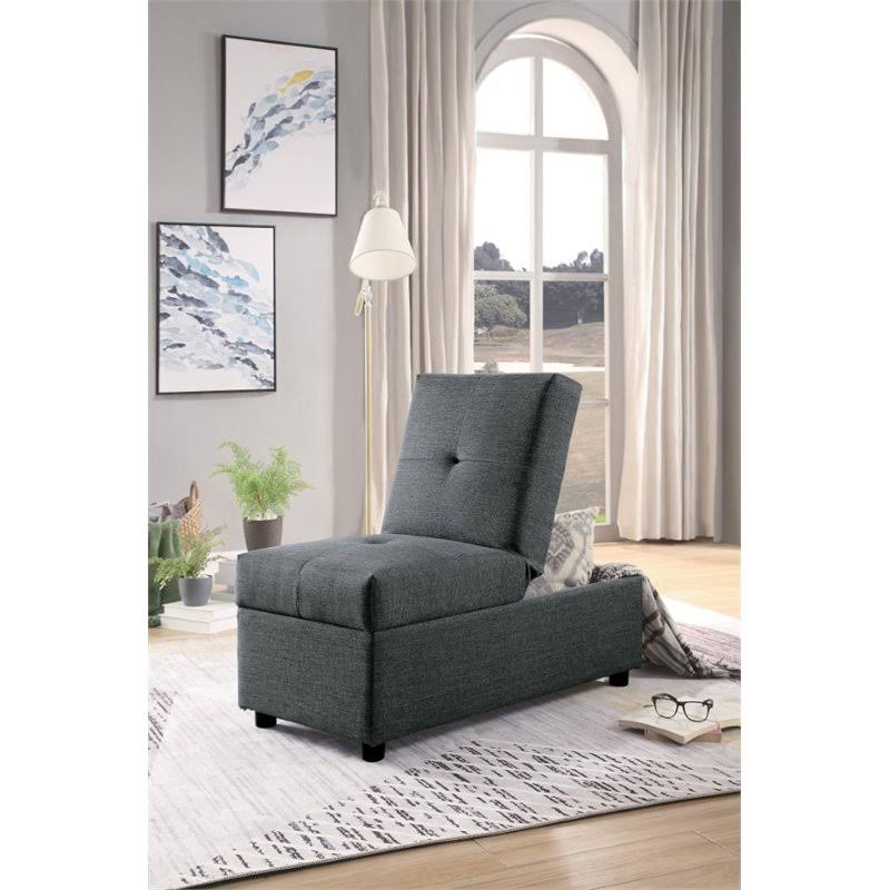 Gray Wood Storage Ottoman with Chair A353