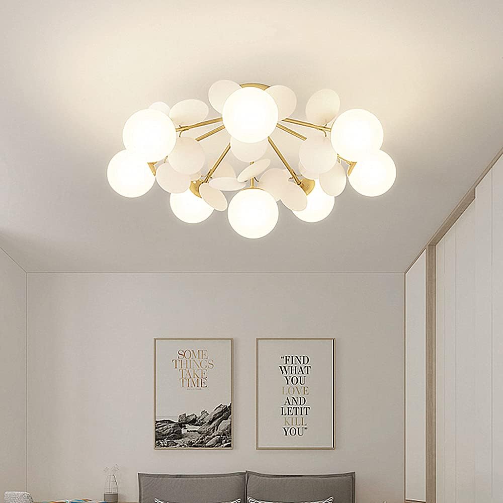 Colorful Macaron Globe Semi Flush Mount Light with Milk White Glass Shade F538665