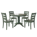 5-Piece Wood Dining Table and 4 Ladder Back Chairs, Dark Sea Green K7240