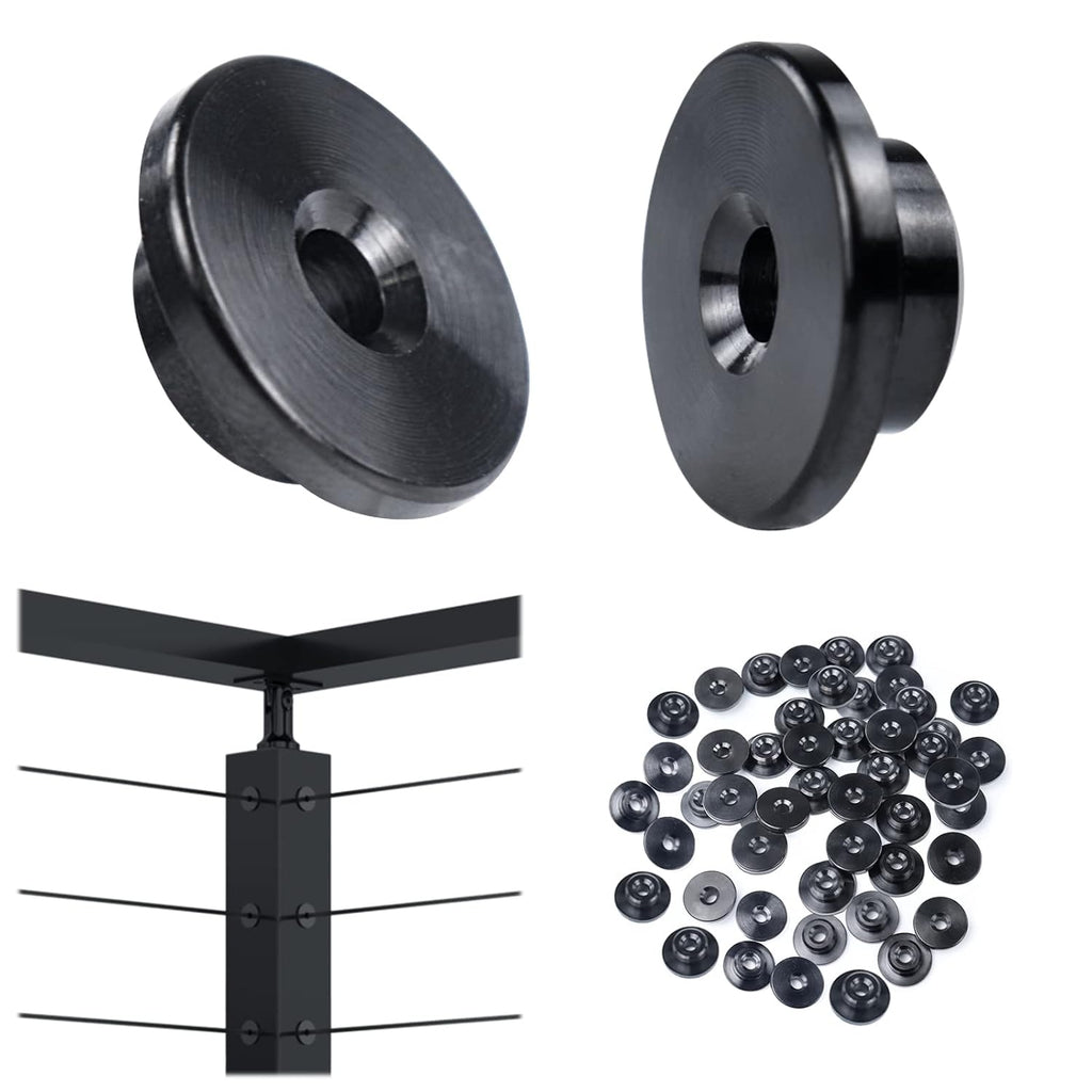 Black Cable Railing Kit 1/8 Sleeves Washer Insert Plug for Wire Rope Metal Posts T316 Stainless Steel Deck Balcony S469
