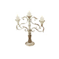White Metal and Wood Candelabra with 3 Candle Holder R889