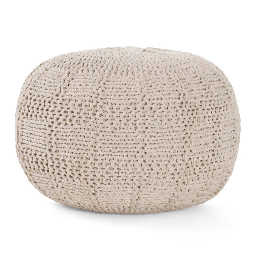 Ivory Round Pouf O26911