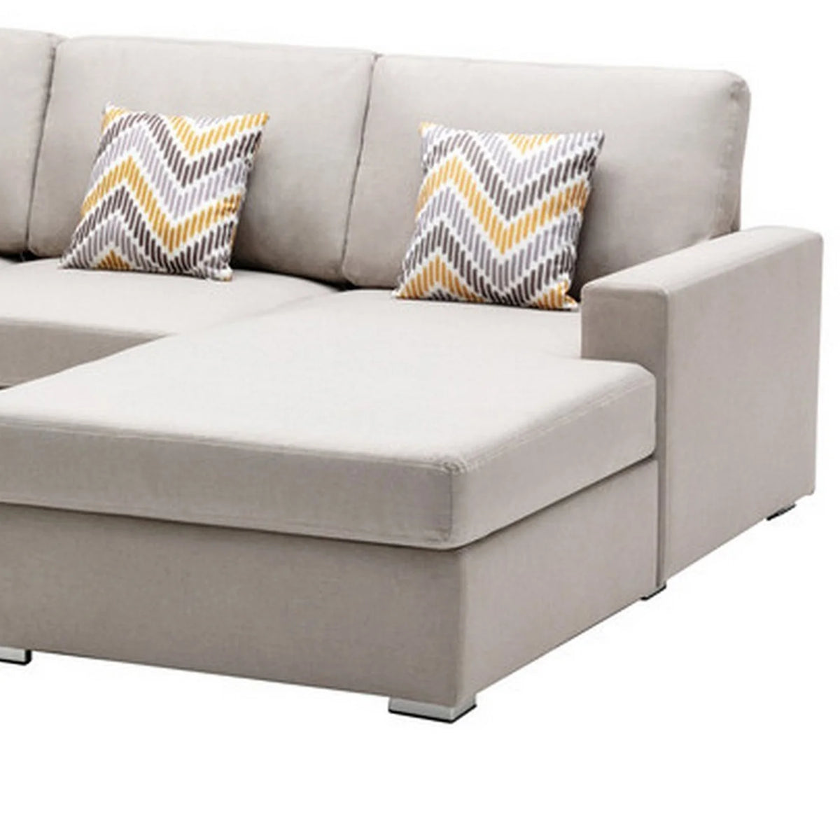 Beige 4 Piece L Shape Sofa with Ottoman Q778953