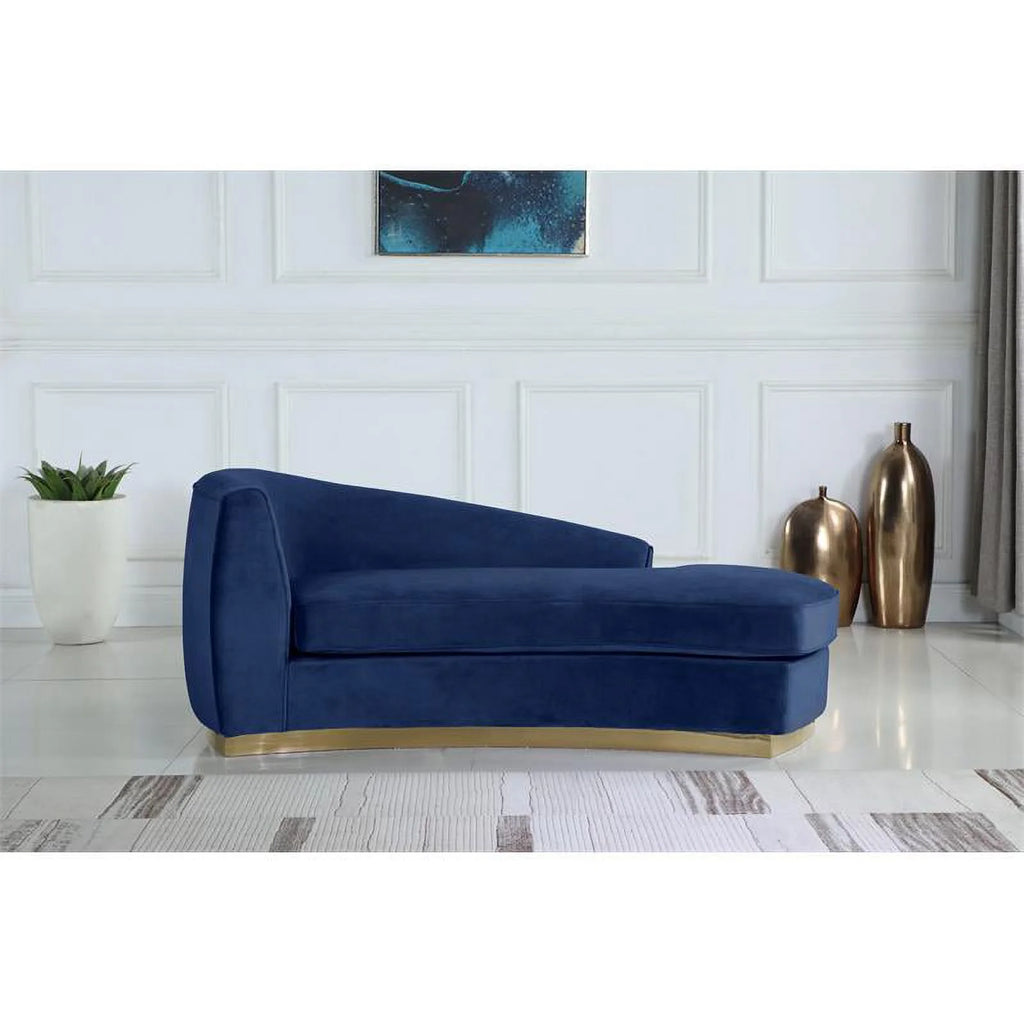 Navy and Gold Velvet Accent Chair and Chaise 2-Piece Set U5994