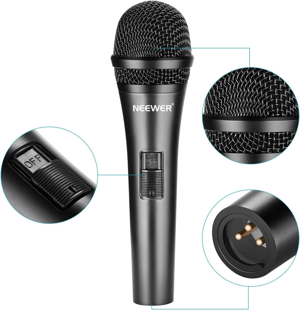 Black Cardioid Dynamic Microphone with XLR Cable, Pack of 2 E501166