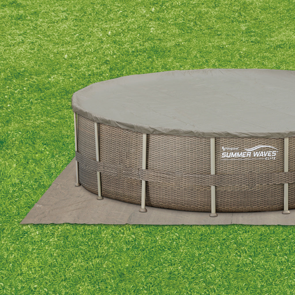 18ft x 48in Elite Frame Swimming Pool with Exterior Wicker Print C5389