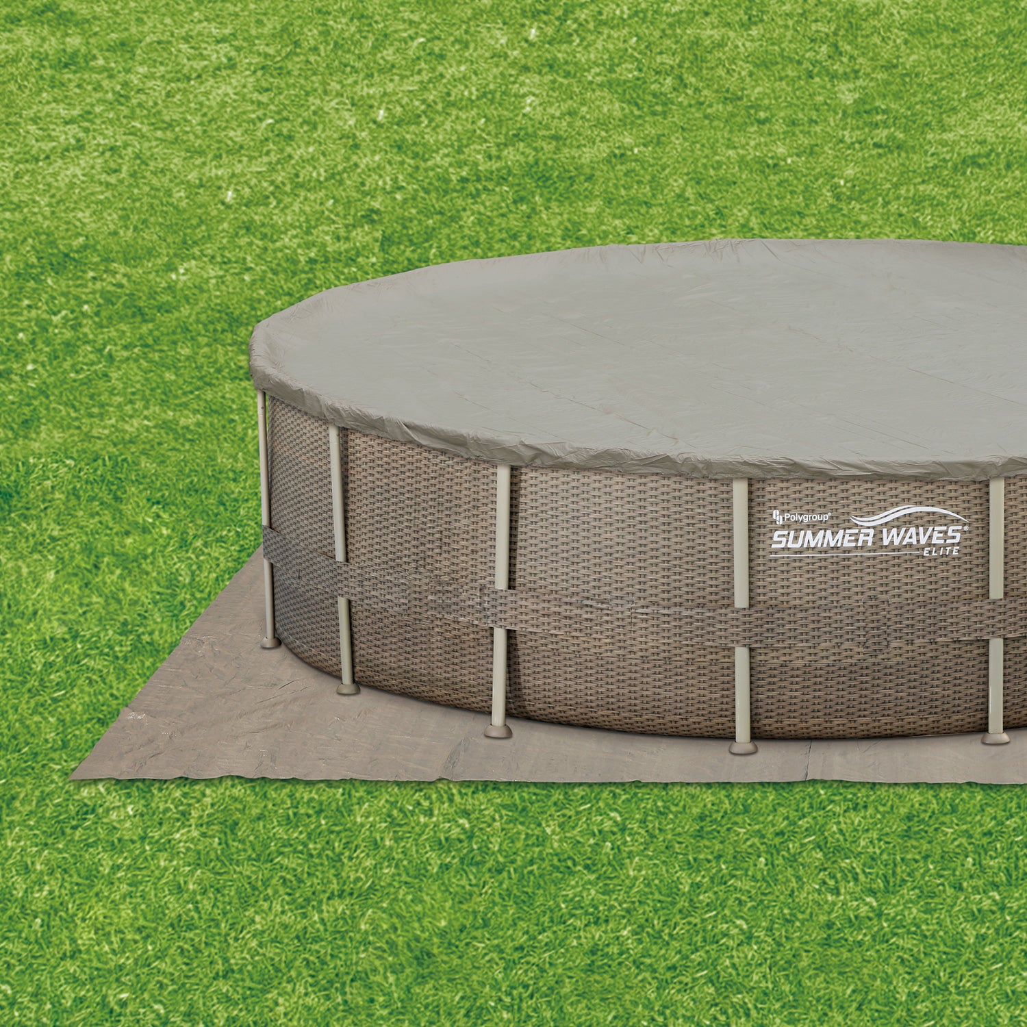 18ft x 48in Elite Frame Swimming Pool with Exterior Wicker Print C5389
