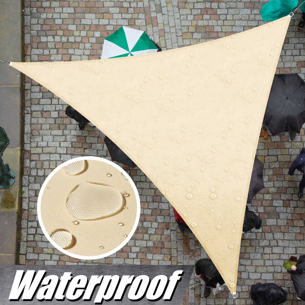 Beige Triangle Waterproof Sun Shade Sail Canopy J8987