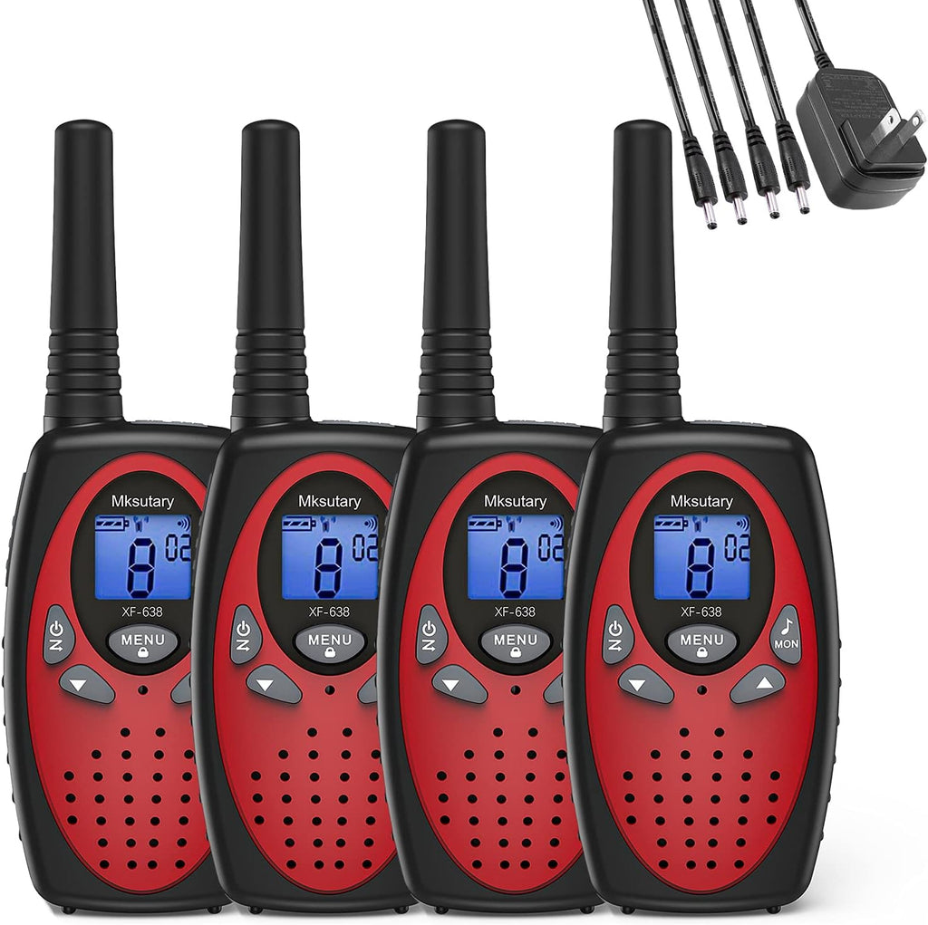 4 Pack Kids Rechargeable Walkie Talkies 22 CH 3 Miles 2 Way Radios Z94571