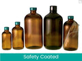 8 oz Amber Boston Round Bottles with 24-400 Green Thermoset F217 & PTFE Lined Cap, Pack of 24 P125