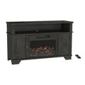 Black Electric Fireplace TV Stand with Media Shelves and Cabinets I8435