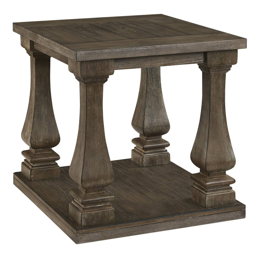 White and Brown End Table with Open Shelf H9804