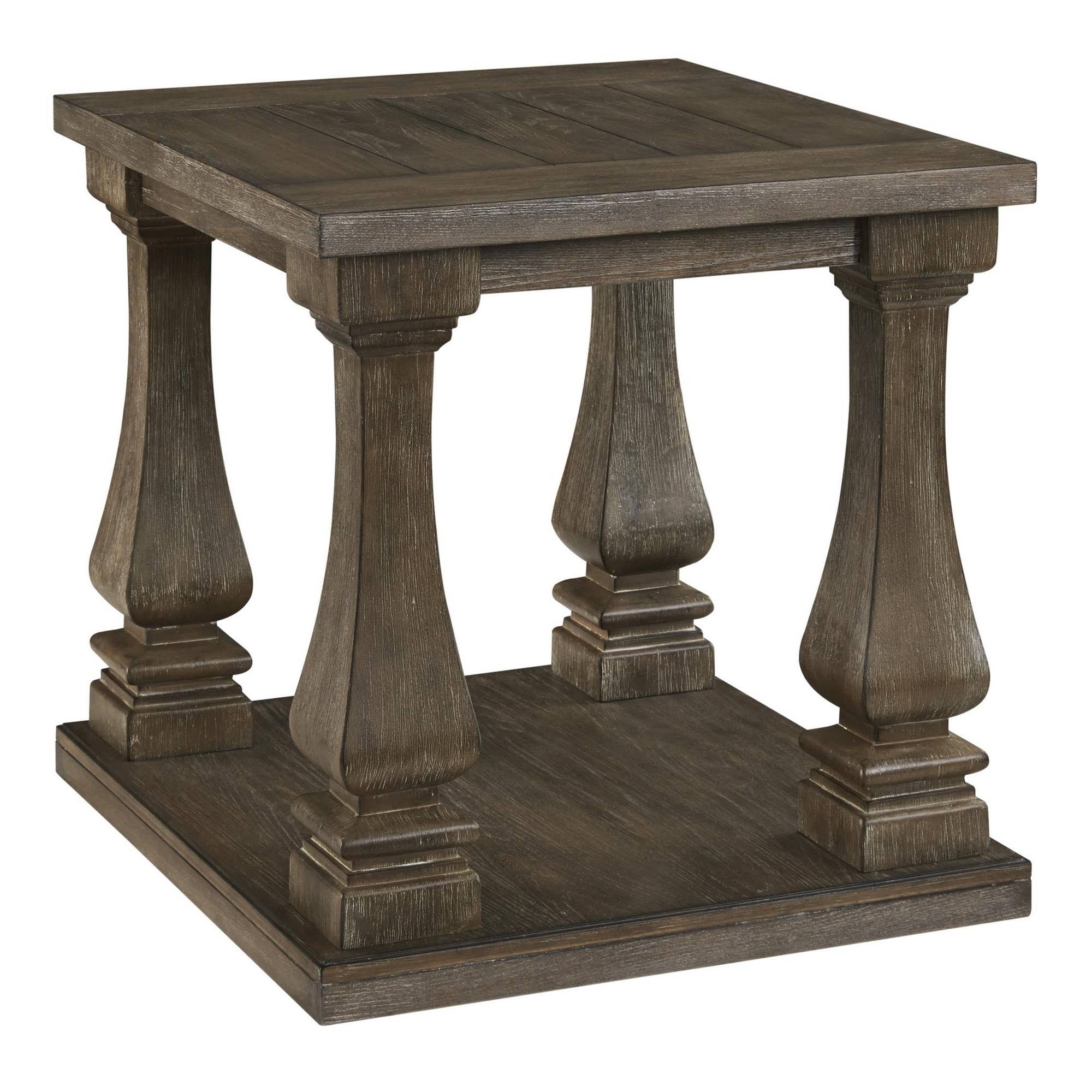 White and Brown End Table with Open Shelf H9804