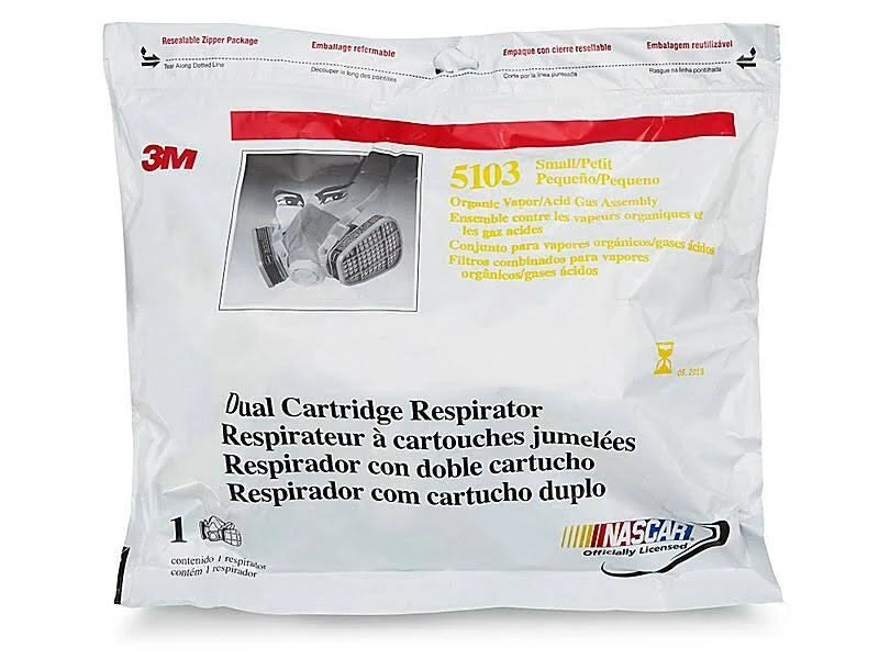 Half Facepiece Disposable Respirator, Organic Vapor/Acid Gas, Small J734372