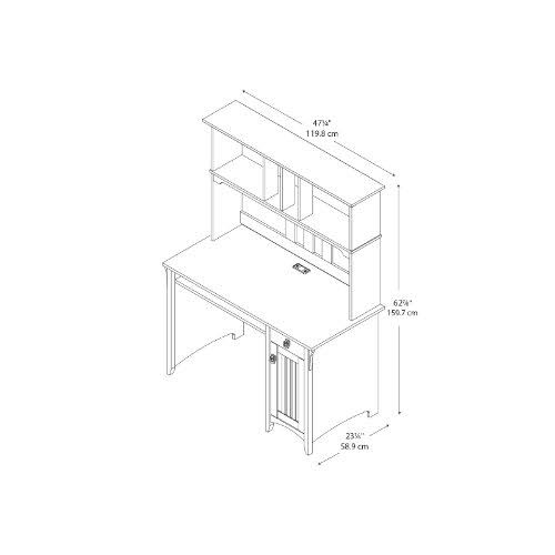 Antique White Computer Desk with Hutch V97510